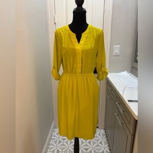Old Navy Yellow Roll-Tab Sleeve Dress